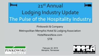 Lodging Industry Update  The Pulse of the Hospitality Industry  Pinkowski &amp; Company