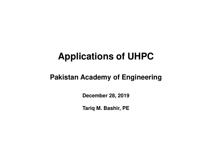 applications of uhpc