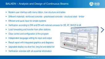 BALKEN  Analysis and Design of Continuous Beams  Modern user interface with menu ribbon, tree