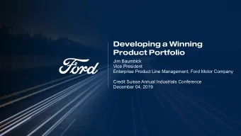 Developing a Winning  Product Portfolio  Jim Baumbick  Vice President  Enterprise Product Line