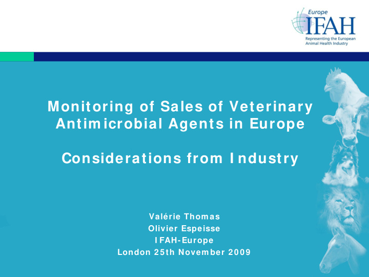 monitoring of sales of veterinary antim icrobial agents