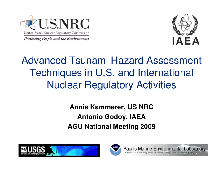 advanced tsunami hazard assessment techniques in u s and
