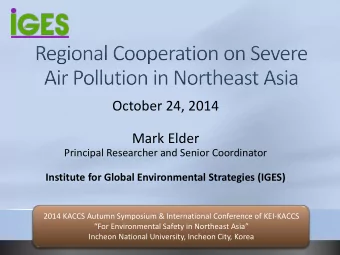 October 24, 2014  Mark Elder  Principal Researcher and Senior Coordinator  Institute for Global