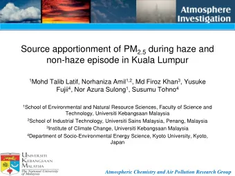 non-haze episode in Kuala Lumpur 1 Mohd Talib Latif, Norhaniza Amil 1,2 , Md Firoz Khan 3 , Yusuke