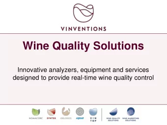 Wine Quality Solutions  Innovative analyzers, equipment and services  designed to provide real-time