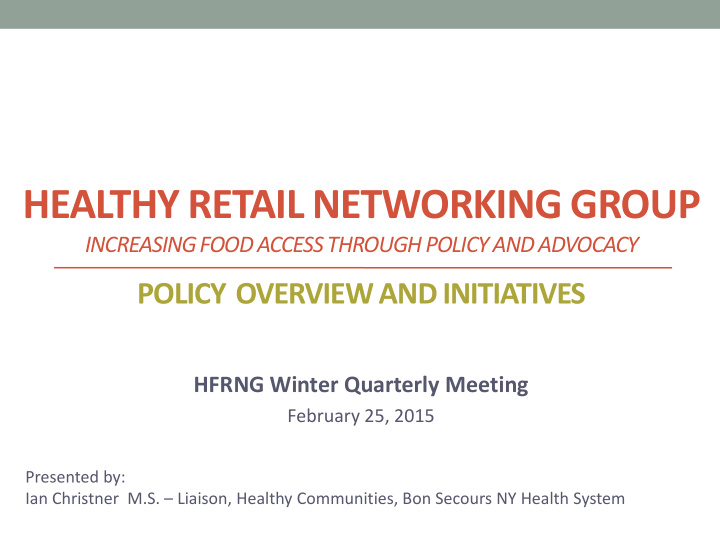 healthy retail networking group