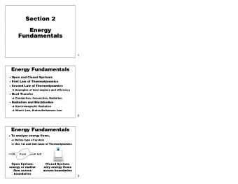Section 2  Energy  Fundamentals  1  Energy Fundamentals  Open and Closed Systems  First Law