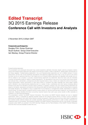 Edited Transcript  3Q 2015 Earnings Release Conference Call with Investors and Analysts  2 November