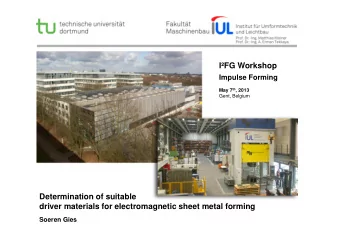 IFG Workshop  Impulse Forming May 7 th , 2013  Gent, Belgium  Determination of suitable  driver