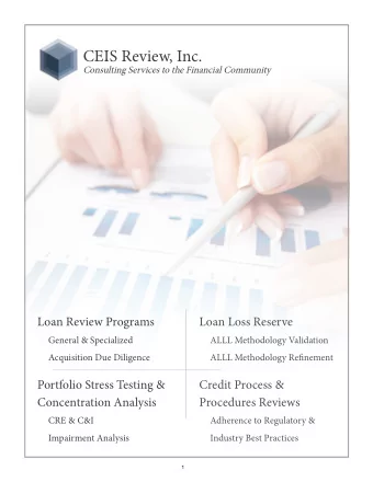 CEIS Review, Inc.  Consulting Services to the Financial Community  Loan Review Programs  Loan Loss