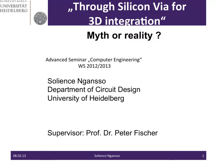 through silicon via for 3d integra5on