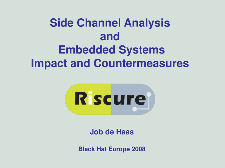 side channel analysis and embedded systems impact and