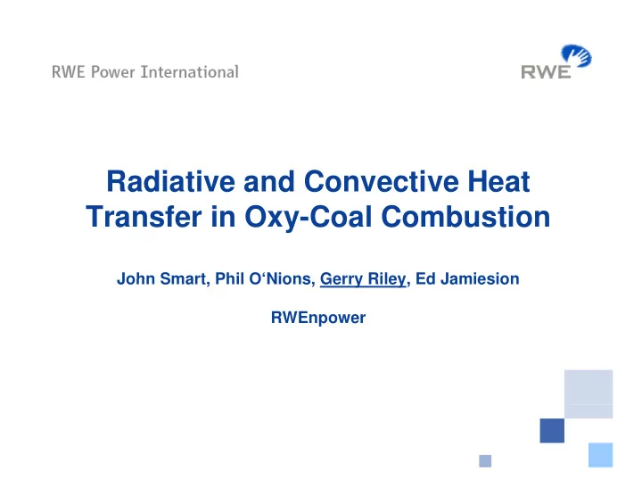 radiative and convective heat transfer in oxy coal