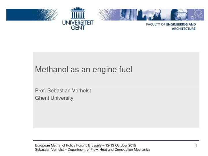 methanol as an engine fuel