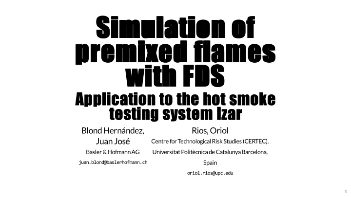 simulation of simulation of premixed flames premixed