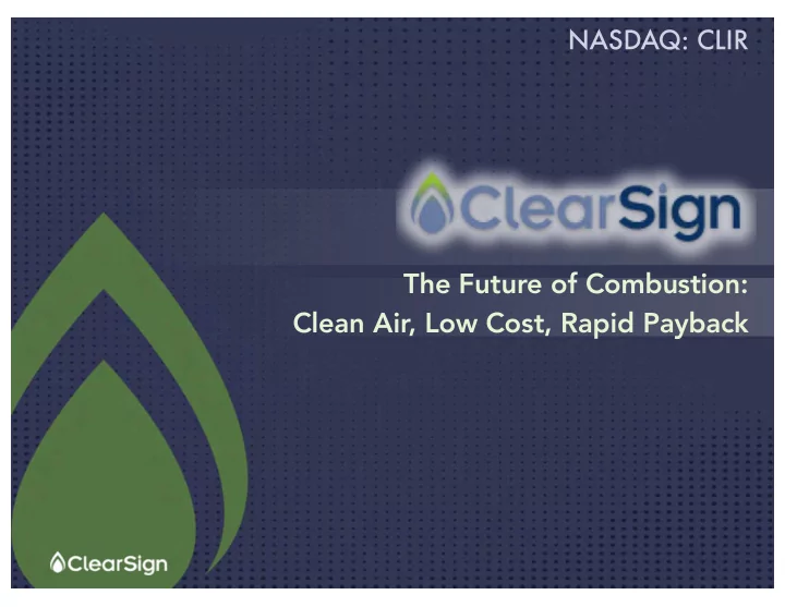 the future of combustion clean air low cost rapid payback