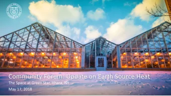 Community Forum: Update on Earth Source Heat  The Space at Green Star, Ithaca, NY  May 17, 2018