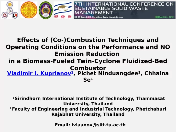 efgects of co combustion techniques and operating