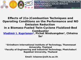 Efgects of (Co-)Combustion Techniques and  Operating Conditions on the Performance and NO  Emission