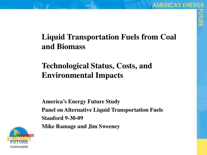 liquid transportation fuels from coal and biomass