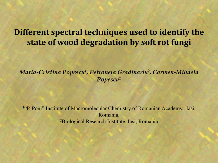 different spectral techniques used to identify the