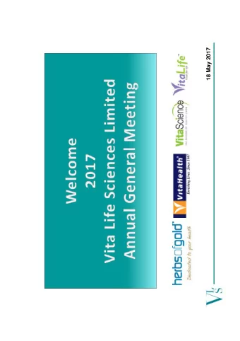 18 May 2017  1  1. Chairman s Welcome Address  Chairmans Welcome Address  2. Managing