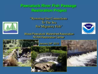 Pawcatuck River Fish Passage  Restoration Project  Restoring Our Connections  To The Sea  For