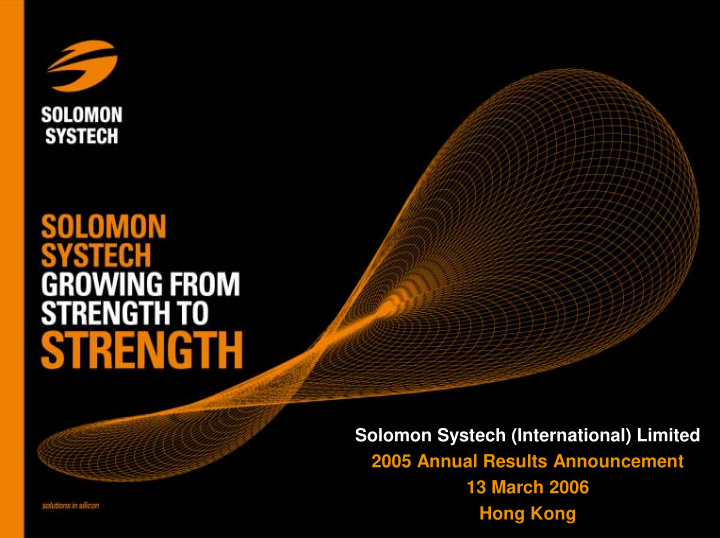 solomon systech international limited 2005 annual results