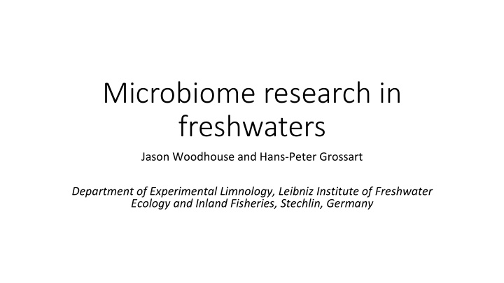 microbiome research in freshwaters