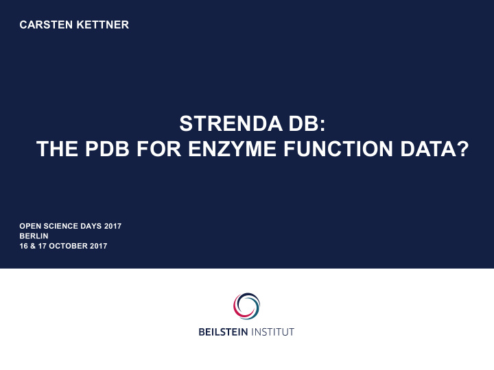 strenda db the pdb for enzyme function data
