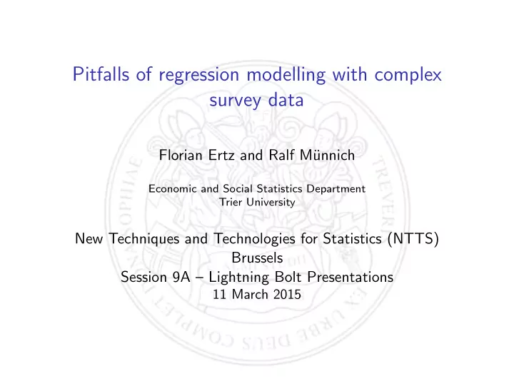 pitfalls of regression modelling with complex survey data