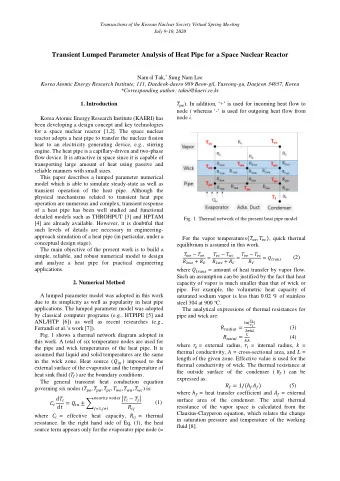 Transient Lumped Parameter Analysis of Heat Pipe for a Space Nuclear Reactor Nam-il Tak, * Sung Nam