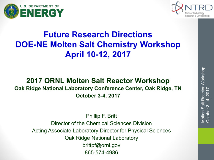 future research directions doe ne molten salt chemistry
