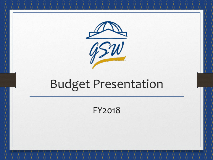 budget presentation