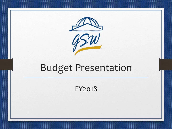 budget presentation