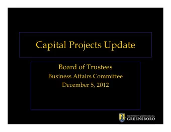 Capital Projects Update  Board of Trustees  Business Affairs Committee  December 5, 2012  Projects
