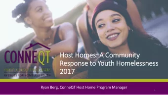 Host Homes  es: A  A Community  y  Res  esponse t  e to Youth H  Homel  eles  essnes  ess  2017