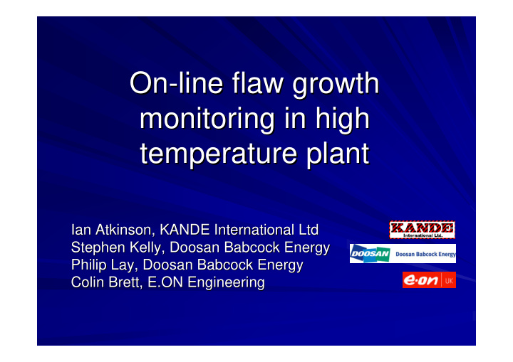 on line flaw growth line flaw growth on monitoring in