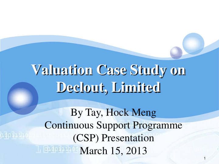 valuation case study on