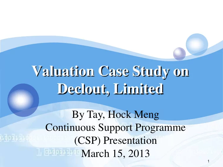 valuation case study on