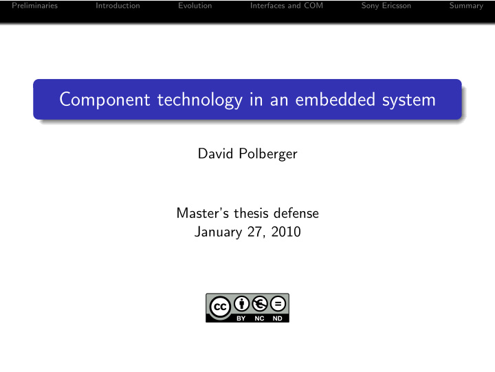 component technology in an embedded system