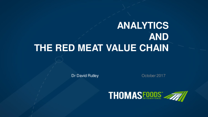 analytics and the red meat value chain