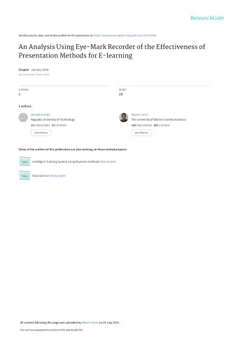 An Analysis Using Eye-Mark Recorder of the Effectiveness of  Presentation Methods for E-learning