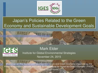 Japans Policies Related to the Green  Economy and Sustainable Development Goals  Mark Elder
