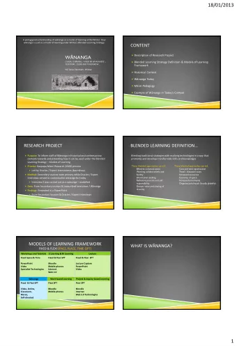 18/01/2013  A pedagogical understanding of wnanga as a model of learning withinWintec: How