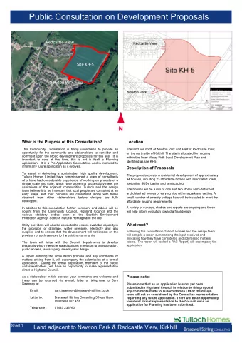 Public Consultation on Development Proposals  Redcastle View  Site KH5  Newton Park  N  What is