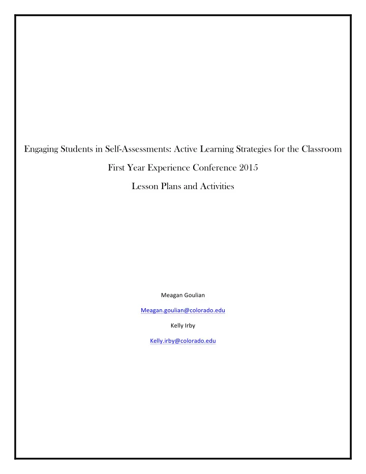 engaging students in self assessments active learning