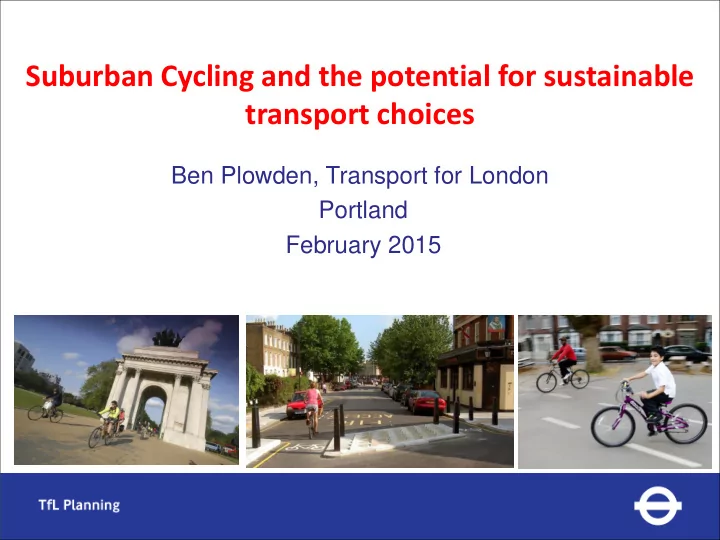 suburban cycling and the potential for sustainable