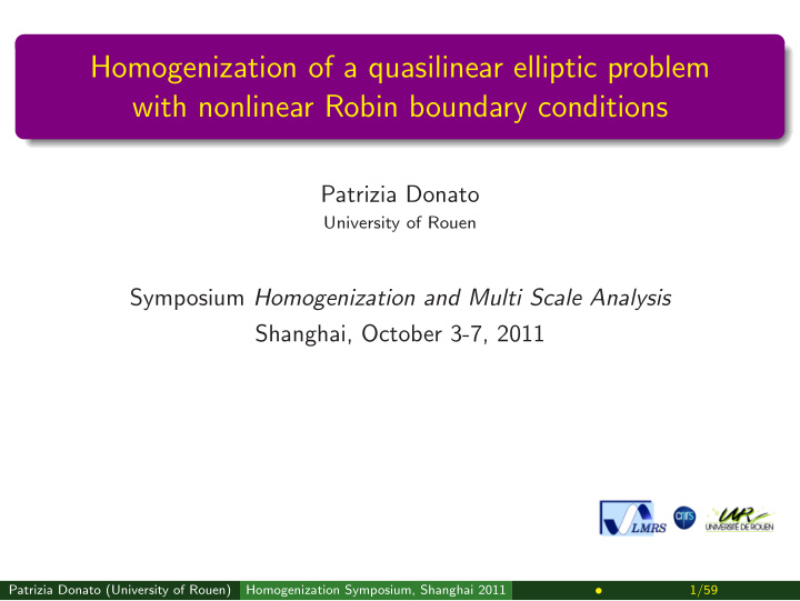 homogenization of a quasilinear elliptic problem with