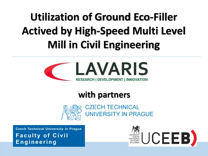 utilization of ground eco filler actived by high speed